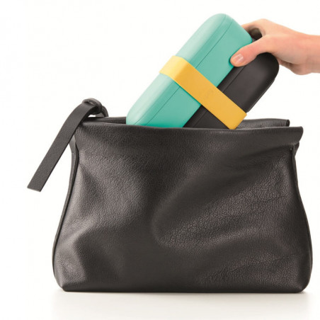 Комплект 2 бр кутии за храна Lekue On The Go 1010220, 500 мл, Херметично затваряне, Отделение за прибори, Клапан за микровълнова, Тюркоаз