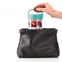 Бутилка с отделения Lekue On The Go 1010225, 600 мл, -20/+100°C, Херметично затваряне, Дръжка, Тюркоаз