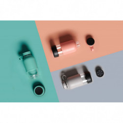 Бутилка с вграден филтър Lekue On The Go 1010228, 500 мл, Боросиликатно стъкло, -20°C/+60°C, Корал