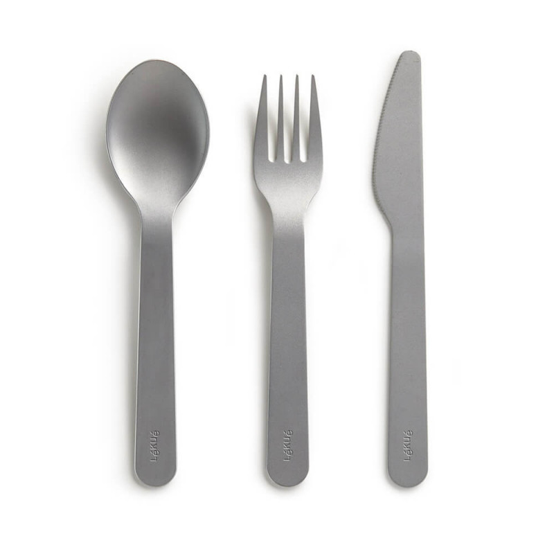 Комплект прибори за хранене Lekue On The Go 1010231, 3 части, -20°C / +100°C, Неръждаема стомана, Черен