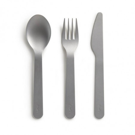 Комплект прибори за хранене Lekue On The Go 1010231, 3 части, -20°C / +100°C, Неръждаема стомана, Черен