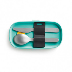 Комплект прибори за хранене Lekue On The Go 1010231, 3 части, -20°C / +100°C, Неръждаема стомана, Черен