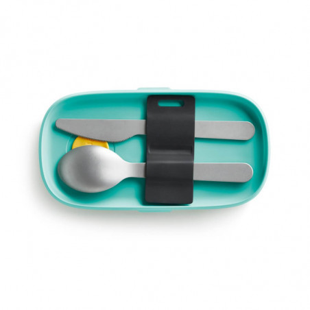 Комплект прибори за хранене Lekue On The Go 1010231, 3 части, -20°C / +100°C, Неръждаема стомана, Черен