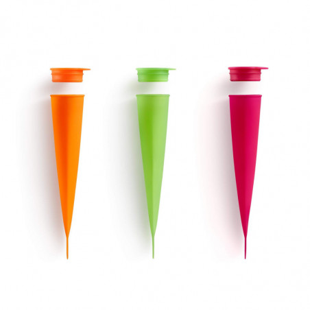 Комплект 3 форми за ледени близалки Lekue 1010240, 360 мл, -60°C / +220°C, Платинен силикон, Многоцветен