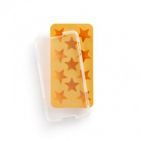 Форма за лед с капак Lekue 1010245, 23x11.8x3 см, 11 звезди, Стеарин, -40°C / +60°C, Жълт