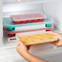 Форма за лед с капак Lekue 1010245, 23x11.8x3 см, 11 звезди, Стеарин, -40°C / +60°C, Жълт