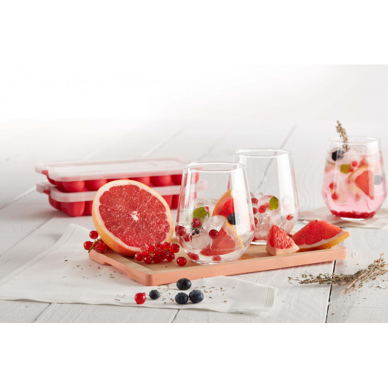 Форма за лед с капак Lekue 1010247, 23x12x3.2 см, 18 топчета, Стеарин, -40°C / +60°C, Червен