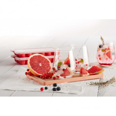 Форма за лед с капак Lekue 1010247, 23x12x3.2 см, 18 топчета, Стеарин, -40°C / +60°C, Червен