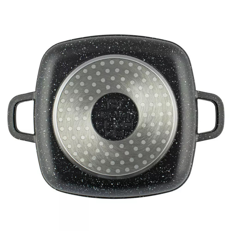 Тенджера за фурна и котлон Kinghoff KH 1601, 20x20 см, 2.8 л, Мраморно покритие, Индукция, Черен