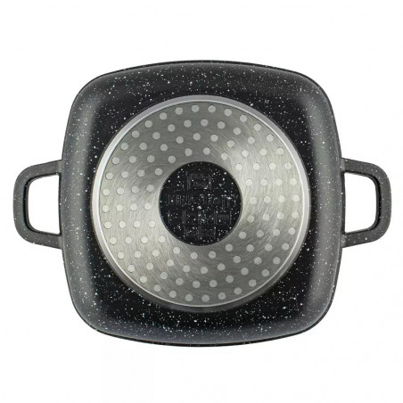 Тенджера за фурна и котлон Kinghoff KH 1601, 20x20 см, 2.8 л, Мраморно покритие, Индукция, Черен