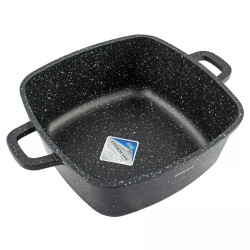 Тенджера за фурна и котлон Kinghoff KH 1601, 20x20 см, 2.8 л, Мраморно покритие, Индукция, Черен