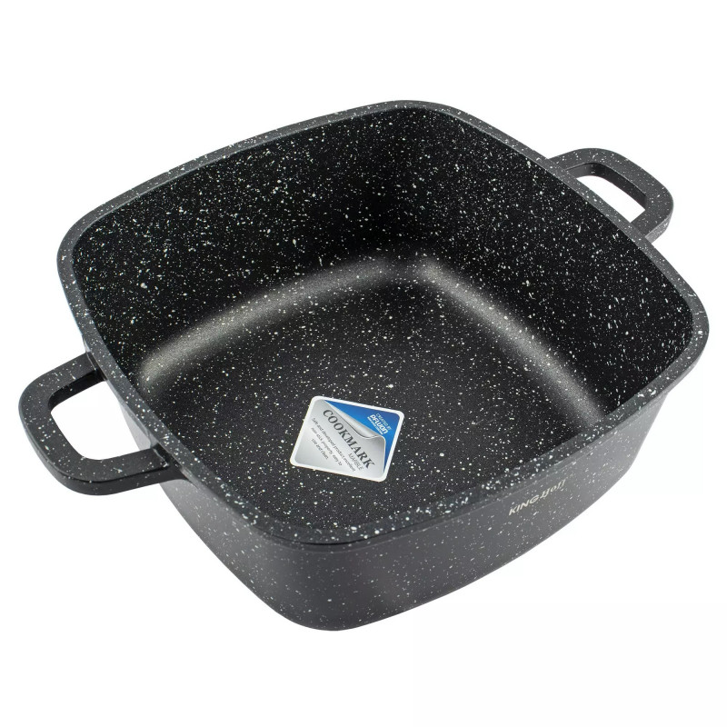 Тенджера за фурна и котлон Kinghoff KH 1601, 20x20 см, 2.8 л, Мраморно покритие, Индукция, Черен