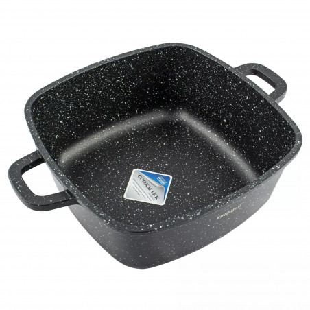 Тенджера за фурна и котлон Kinghoff KH 1601, 20x20 см, 2.8 л, Мраморно покритие, Индукция, Черен