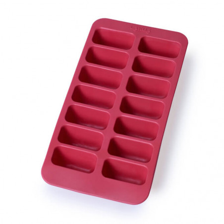 Форма за лед с капак Lekue 1009043, 23х11.8х3.2 см, 14 правоъгълни кубчета, -40 +60°C, Червен
