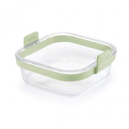 Форма за печене във фритюрник с горещ въздух Lekue 1010159, 18.5x17.5x9.5 см, Стъкло, Противоплъзгащи дръжки, -20/+220°C, Лесно почистване, Зелен