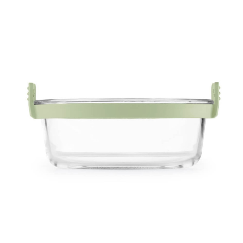 Форма за печене във фритюрник с горещ въздух Lekue 1010160, 20.5x19.5x10 см, Стъкло, Противоплъзгащи дръжки, -20/+220°C, Лесно почистване, Зелен
