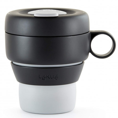 Сгъваема чаша Lekue On The Go 1010232, 350 мл, -20/+100°C, Херметично затваряне и непропускливост, Сив