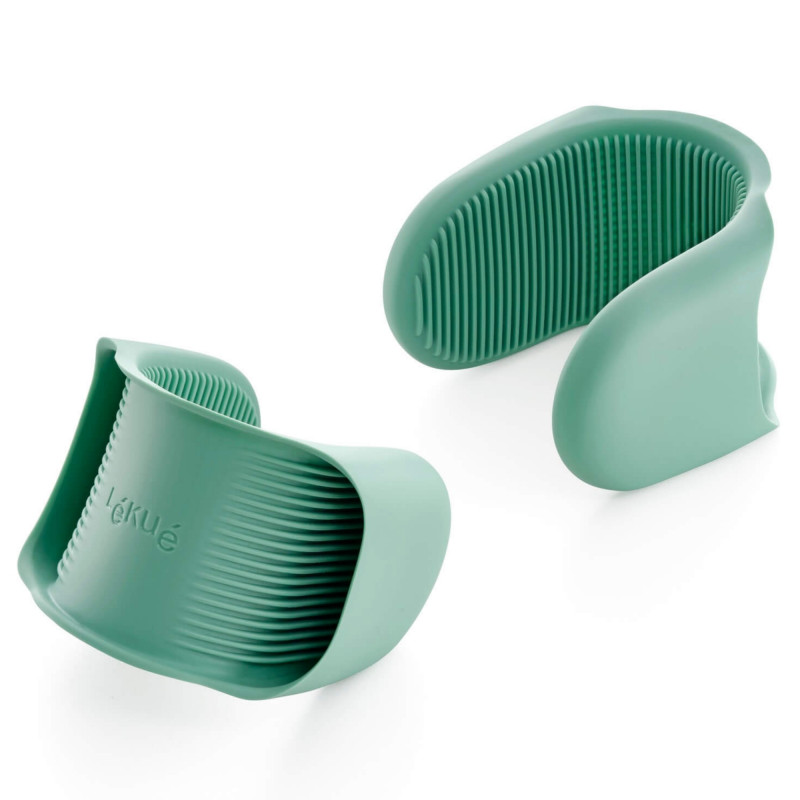 Комплект ръкохватки за горещи съдове Lekue 1010204, 2 броя, Силиконови, Противоплъзгащи, -60/+220°C, Зелен