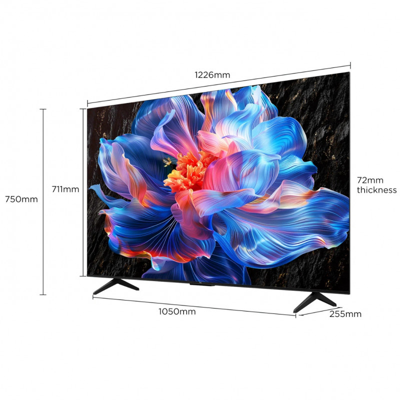Телевизор TCL 55P6K, 55", 139 см, 4K UHD LED, 3840x2160, Google TV, Dolby Audio, HDR10, Wi-Fi, Bluetooth, Черен
