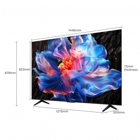Телевизор TCL 65P6K, 65", 165 см, 4K UHD LED, 3840x2160, Google TV, Dolby Audio, HDR10, Wi-Fi, Bluetooth, Черен