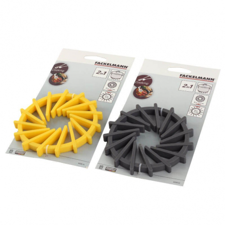 Силиконова подложка Fackelmann 44508, 11.5-19 см, Разтегателна, Топлоустойчива, Сив/Жълт