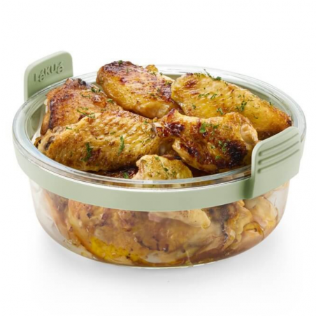 Форма за печене във фритюрник с горещ въздух Lekue 1010160, 20.5x19.5x10 см, Стъкло, Противоплъзгащи дръжки, -20/+220°C, Лесно почистване, Зелен