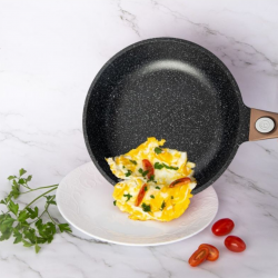 Комплект тенджери и тиган Royalty Line RL-ES2014M, 17 части, Мраморно покритие, Индукция, Меден цвят