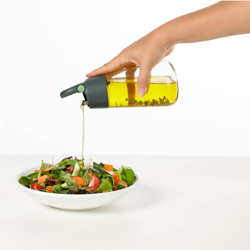 Комплект 2 бр бутилки за оцет и олио Lekue 1009486, 8x16 см, 400 мл, +4/+80°C, Стъкло, Зелен