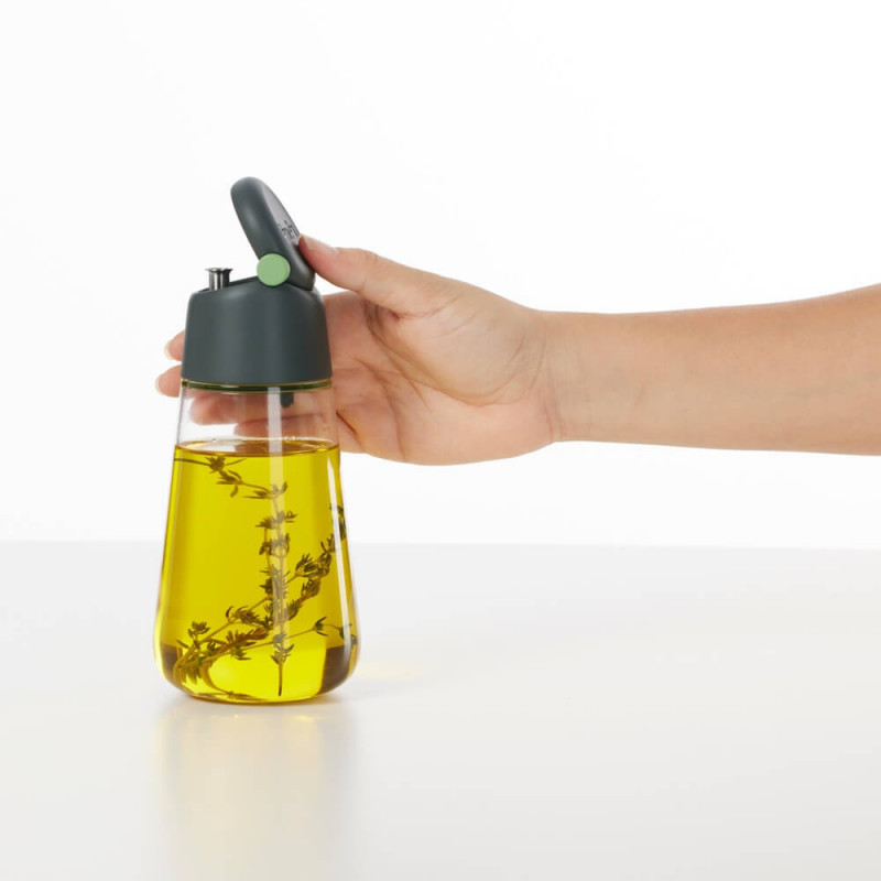 Комплект 2 бр бутилки за оцет и олио Lekue 1009486, 8x16 см, 400 мл, +4/+80°C, Стъкло, Зелен