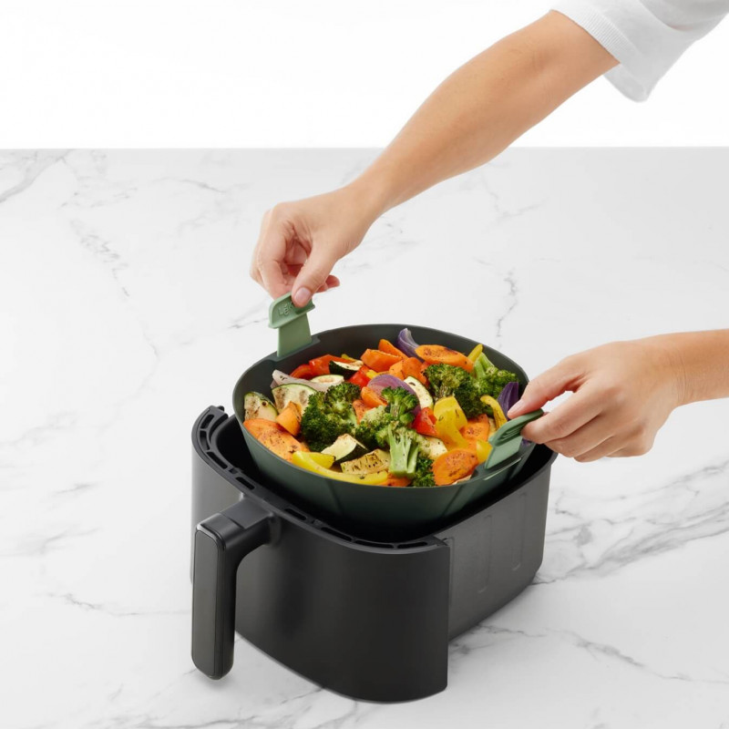 Кошница за фритюрник с горещ въздух Lekue 1009494, 22.1x22.1 см, -20°C / +220°C, Силикон, Черен