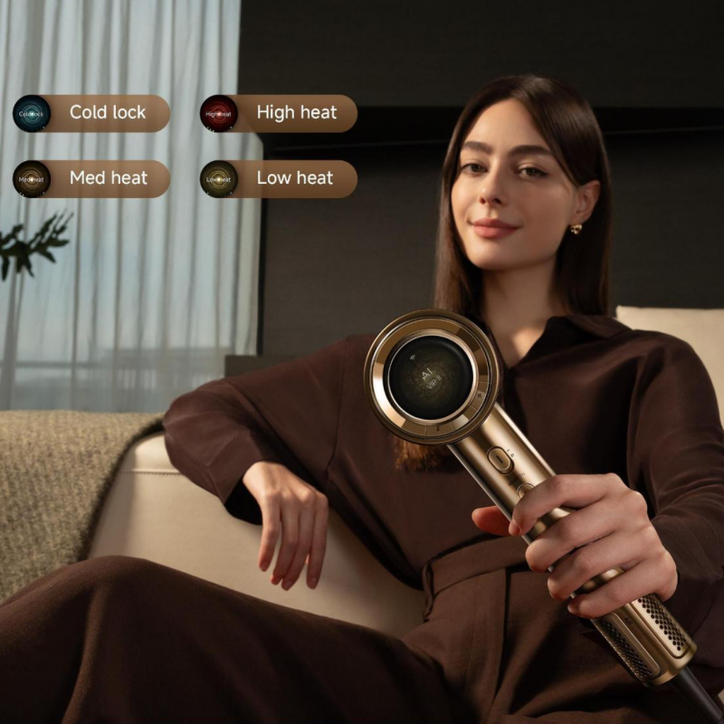 Сешоар Dreame Pilot AHX01A, 1600W, A.I режими, 3 скорости, 4 темп., 55 м3/ч, Йонизация, NTC, LED , Интелигентно регулиране на потока, Бронз