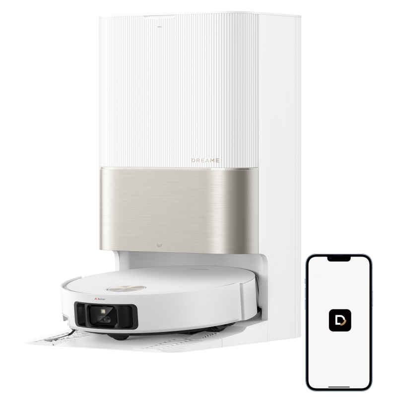 Прахосмукачка робот Dreame X50 Ultra RLX85CE‑6‑WH, 20000 Pa, AI разпознаване на препятствия, 360° навигация, Гласово управление, UV стерилизация, Бял