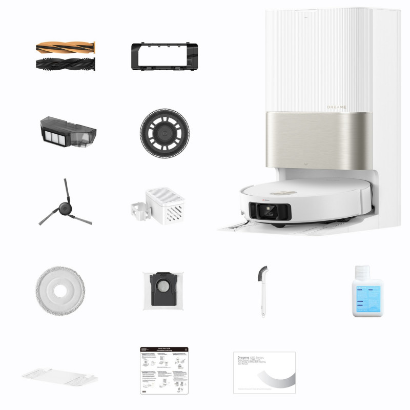 Прахосмукачка робот Dreame X50 Ultra RLX85CE‑6‑WH, 20000 Pa, AI разпознаване на препятствия, 360° навигация, Гласово управление, UV стерилизация, Бял