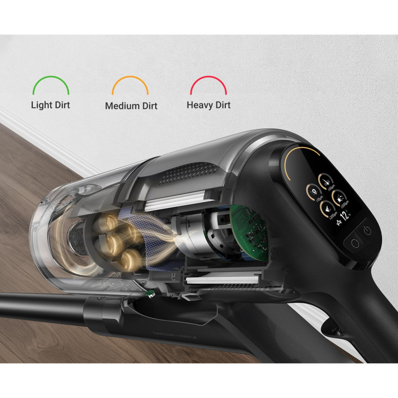 Вертикална прахосмукачка Dreame Z30 VZV17A, 855W, 310AW, 150000 об/мин, 3 степени, 0.6 л, 90 мин, HEPA H14, LED, Безчетков мотор, Черен