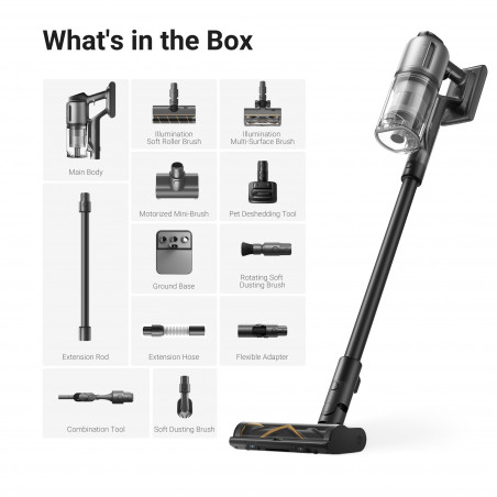 Вертикална прахосмукачка Dreame Z30 VZV17A, 855W, 310AW, 150000 об/мин, 3 степени, 0.6 л, 90 мин, HEPA H14, LED, Безчетков мотор, Черен