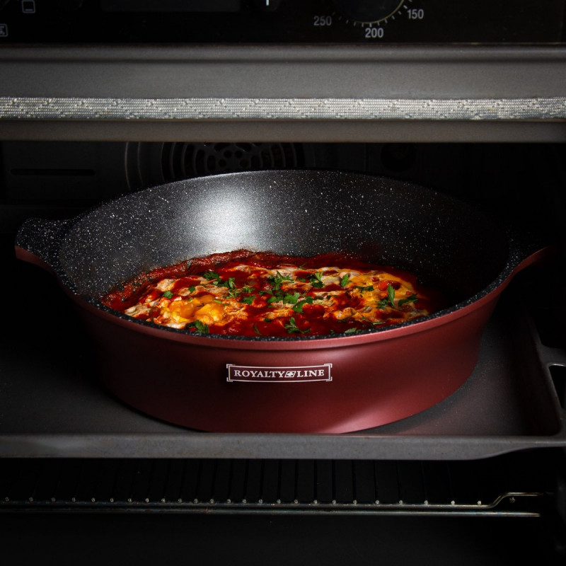 Комплект тенджери и тиган Royalty Line RL-ES2014M, 17 части, Мраморно покритие, Индукция, Бордо