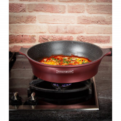 Комплект тенджери и тиган Royalty Line RL-ES2014M, 17 части, Мраморно покритие, Индукция, Бордо