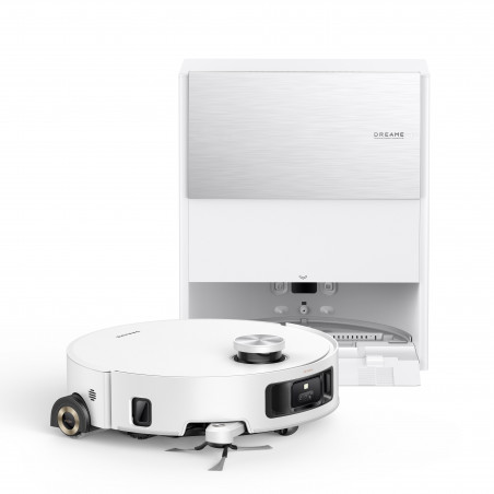 Прахосмукачка робот Dreame Aqua10 Roller RLH31CE-WH, 30000 Pa, 3.5/4 л, AI камери, LED осветление, Гласово управление, Измиване с гореща вода, Бял
