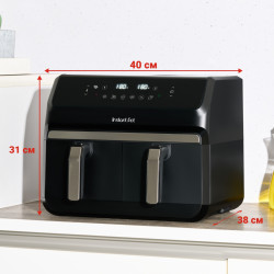 Двоен фритюрник с горещ въздух 8в1 Instant Pot Vortex DUAL INAFB91-BK, 1850W, 8 л, 205°C, EvenCrisp, Синхронизирано готвене, Сензорно управление, Черен/инокс