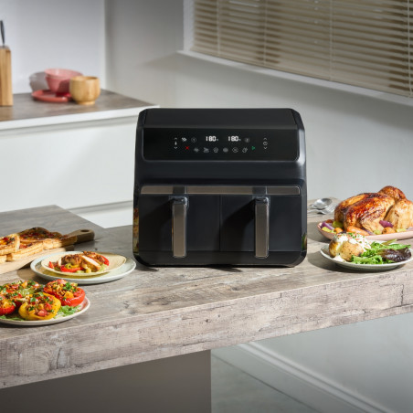 Двоен фритюрник с горещ въздух 8в1 Instant Pot Vortex DUAL INAFB91-BK, 1850W, 8 л, 205°C, EvenCrisp, Синхронизирано готвене, Сензорно управление, Черен/инокс