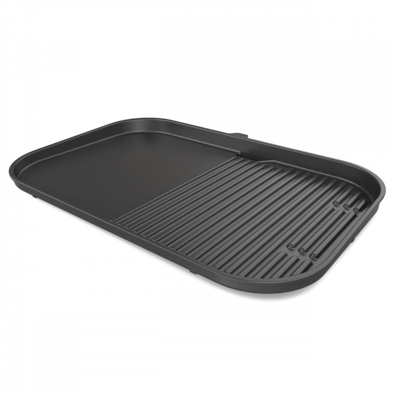 Плоча за барбекю Ninja XSKOGXLGGCMEU, 45х31 см, Гладка/оребрена, Съвместима с Woodfire XL OG850/OG901, Керамично покритие, Черен