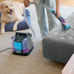 Прахосмукачка за петна Shark StainStriker PX250EUT, 450W, 0.72 л, Преносима, Гъвкав маркуч, 4 приставки, Син/розов