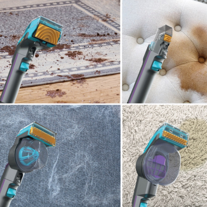 Прахосмукачка за петна Shark StainStriker PX250EUT, 450W, 0.72 л, Преносима, Гъвкав маркуч, 4 приставки, Син/розов