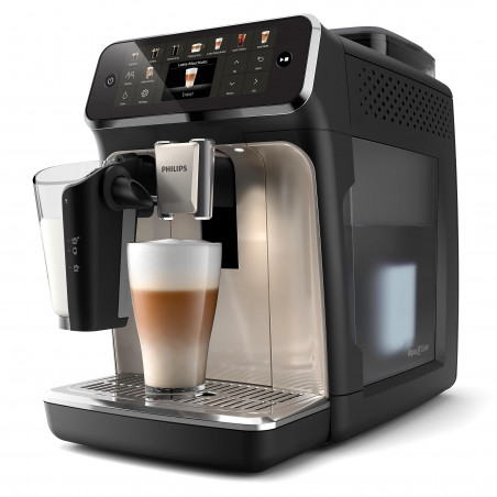 Кафеавтомат Philips EP5547/90 LatteGo, 1500W, 15 bar, 1.8 л, 20 напитки, Керамична мелачка с 12 нива, TFT, AquaClean, SilentBrew, AromaExtract, ExtraShot, Черен/Бежов