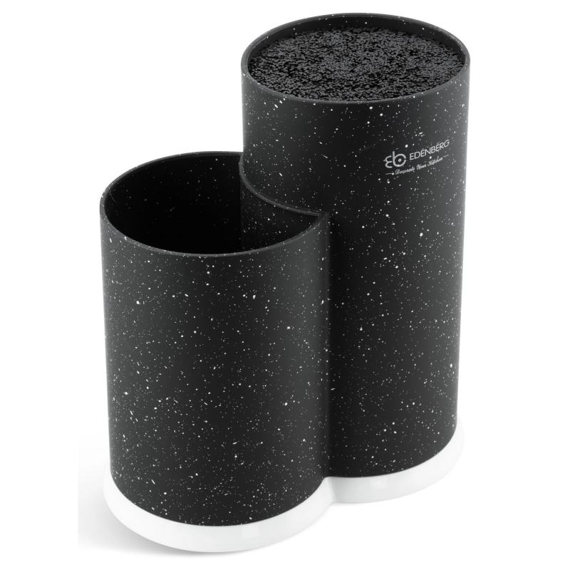 Поставка за ножове и прибори Edenberg EB-5105B, 22x20 см, До 10 ножа, 2 отделения, Лесно почистване, Меко покритие, Черен