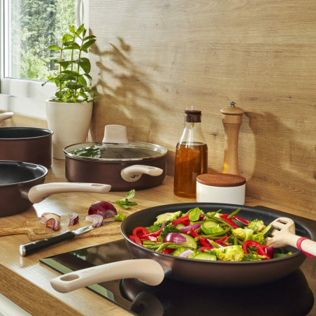 Тиган Tefal Eco-Respect G2540602, 28 см, Титаниево незалепващо покритие, Thermo-Fusion, Thermo-Signal, Индукция, Бронз/кафяв