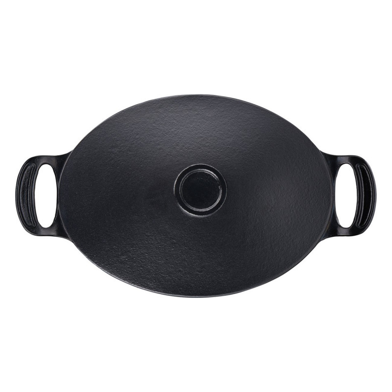 Чугунена тенджера Tefal E2125455, 5.1 л, 45 см, Овална форма, До 250C, Емайлирана, Индукция, Черен