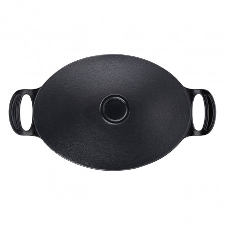 Чугунена тенджера Tefal E2125455, 5.1 л, 45 см, Овална форма, До 250C, Емайлирана, Индукция, Черен