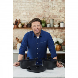 Чугунена тенджера Tefal E2125455, 5.1 л, 45 см, Овална форма, До 250C, Емайлирана, Индукция, Черен