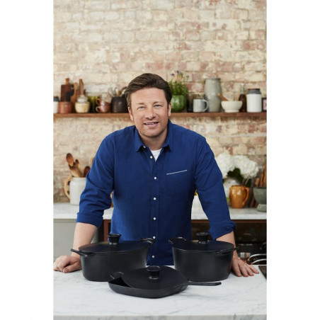 Чугунена тенджера Tefal E2125455, 5.1 л, 45 см, Овална форма, До 250C, Емайлирана, Индукция, Черен